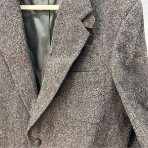 Stafford Blazer Sport Coat Tweed Lambswool Elbow Patches Gray Mens 42 Long USA